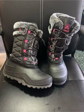Kamik Kids Black & Pink Winter Snow Boots Waterproof Size 4